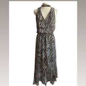 NWOT White House Black Market Zebra High Low Maxi Dress Size 14